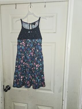 torrid Dusty Blue Floral Crochet Halter Tank Top